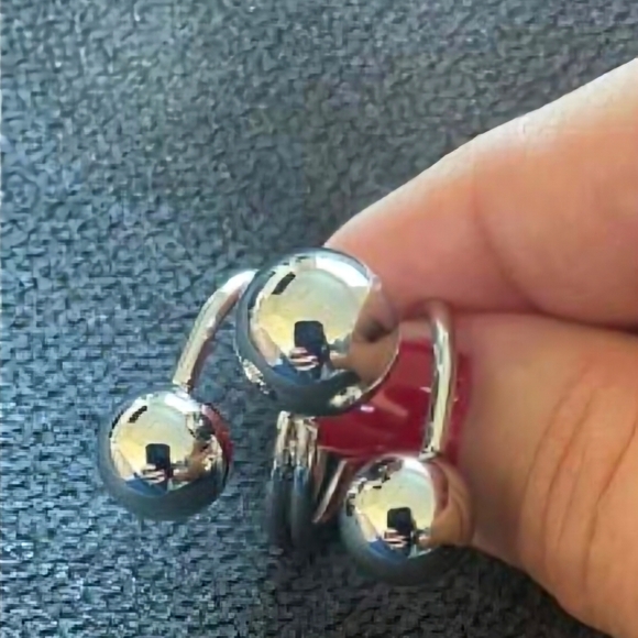 Womens Ball Round Silver Platinum Open Finger Ring Chunky Jewelry Adjustable - Picture 9 of 10